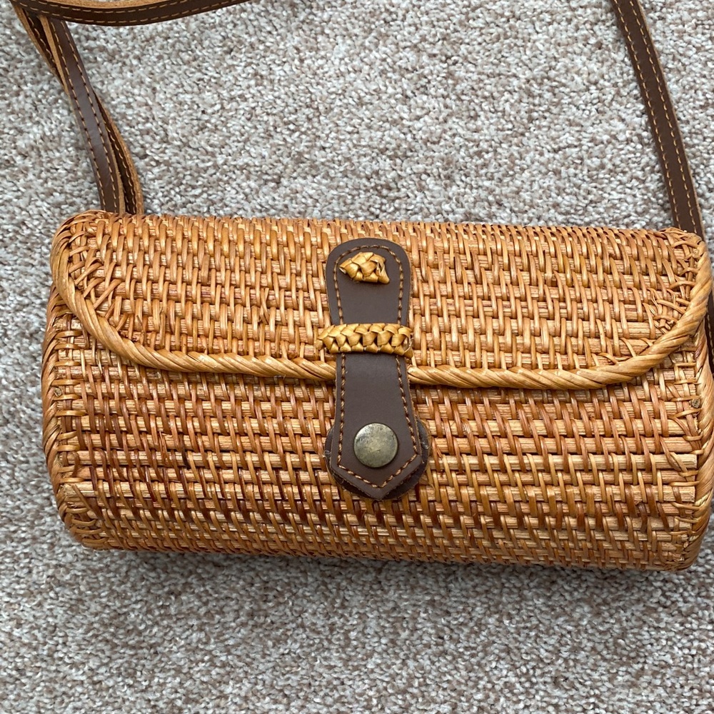 NWT Brown Woven Crossbody Bag